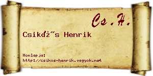 Csikós Henrik névjegykártya
